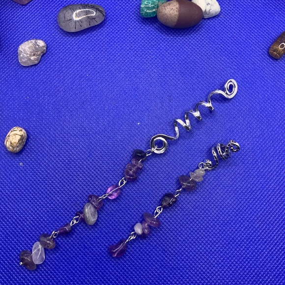 ๐ 2/$15 Amethyst Hair Cuffs for Braids & Dreadlocks! Unique Hair Jewelry Set! - Picture 7 of 8